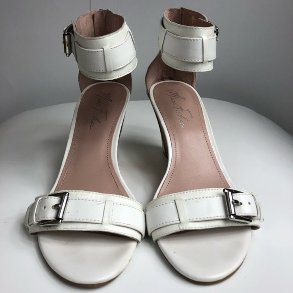 Marc Fisher coley wedge white sandals 8,5